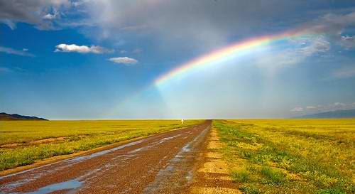 Almaty (Alma-Ata) Kazakhstan region road in steppe picture