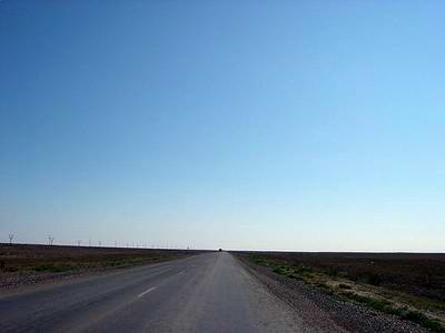 Atyrau region (oblast), Kazakhstan views - endless road photo