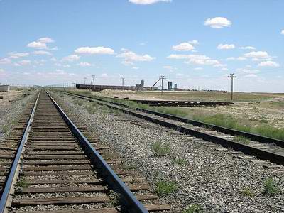 Atyrau region (oblast), Kazakhstan views - railroad in the steppe photo
