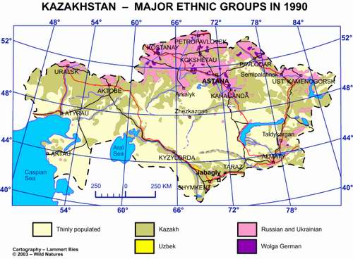 Kazakhstan ethnic groups map picture