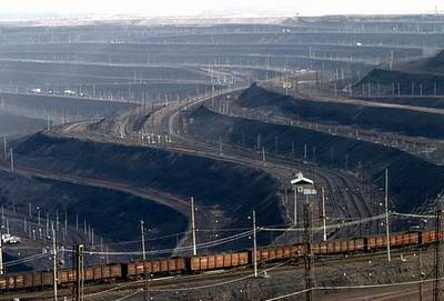 Kazakhstan coal industry - Ekibastuz open pit coal mine landscape photo