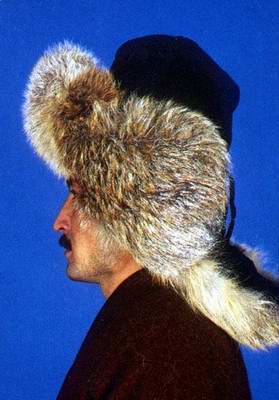 Kazakhstan people national clothes: man's fur head-dress