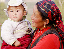 Kazakhstan mother and child scenery