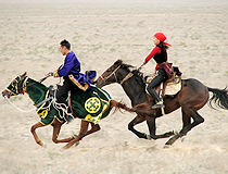 Kazakhstan people and horses