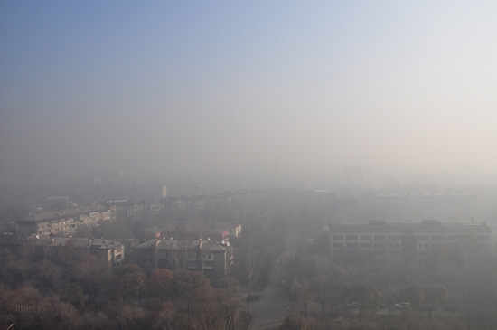 Almaty city, Kazakhstan smoky fog view 7