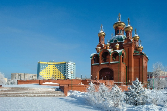 Frosty Pavlodar city, Kazakhstan view 12