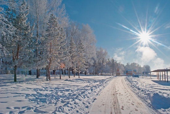 Frosty Pavlodar city, Kazakhstan view 3