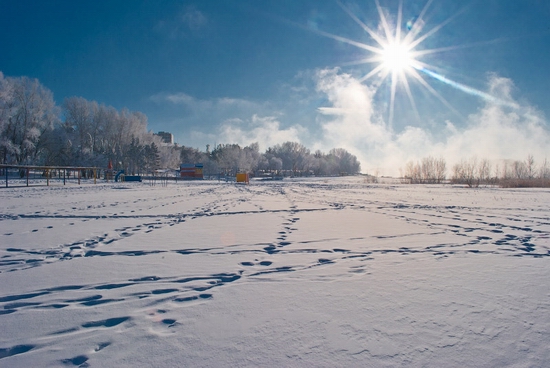 Frosty Pavlodar city, Kazakhstan view 4