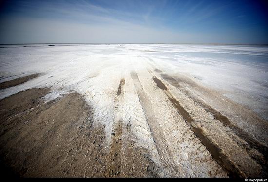 Salt production, the Aral Sea area, Kazakhstan view 1