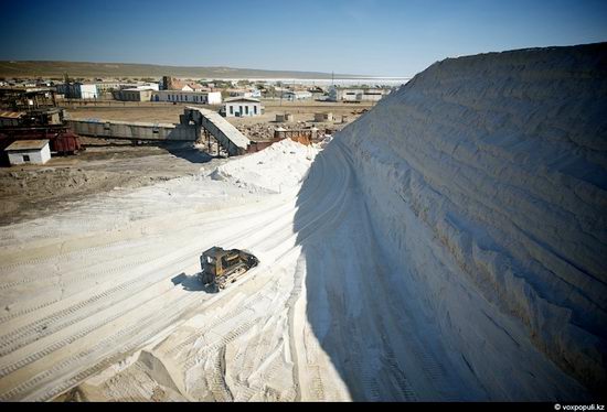 Salt production, the Aral Sea area, Kazakhstan view 11