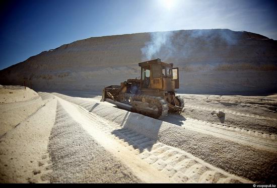 Salt production, the Aral Sea area, Kazakhstan view 12