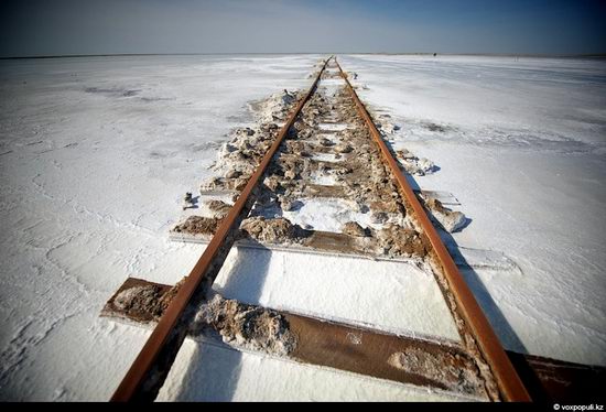 Salt production, the Aral Sea area, Kazakhstan view 4