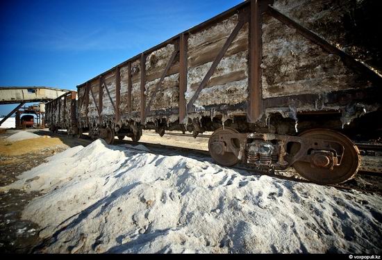 Salt production, the Aral Sea area, Kazakhstan view 5