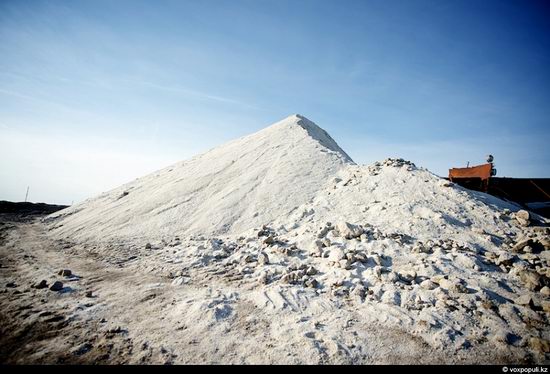 Salt production, the Aral Sea area, Kazakhstan view 9