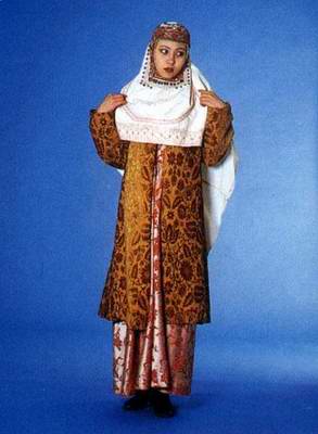 Kazakhstan people national clothes: woman's national dressings