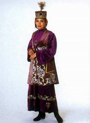 Kazakhstan people national clothes: woman's national dressings