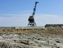 Aralsk city sea port toady