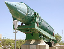 Baikonur city ICBM monument