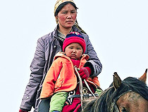 Kazakhstan mother and child view